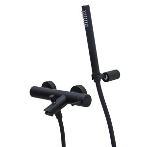 PAFFONI ROBINET DE BAIGNOIRE EXTERIEUR AVEC ENSEMBLE DE DOUCHE NOIR MAT