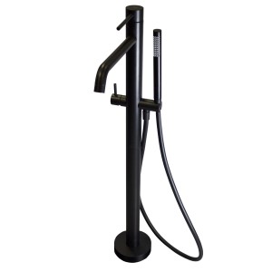 PAFFONI ROBINET DE BAIGNOIRE SUR PIED AVEC ENSEMBLE DE DOUCHE NOIR MAT