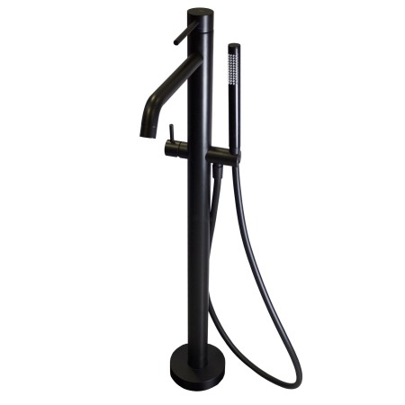 PAFFONI ROBINET DE BAIGNOIRE SUR PIED AVEC ENSEMBLE DE DOUCHE NOIR MAT