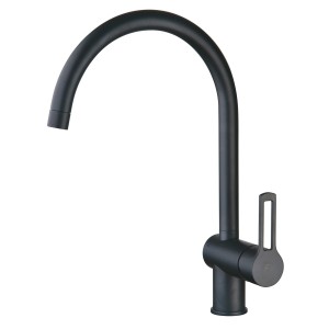 PAFFONI RINGO MITIGEUR ÉVIER AVEC CANNE ORIENTABLE RONDE NOIRE MATE