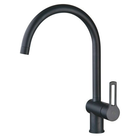 PAFFONI RINGO MITIGEUR ÉVIER AVEC CANNE ORIENTABLE RONDE NOIRE MATE