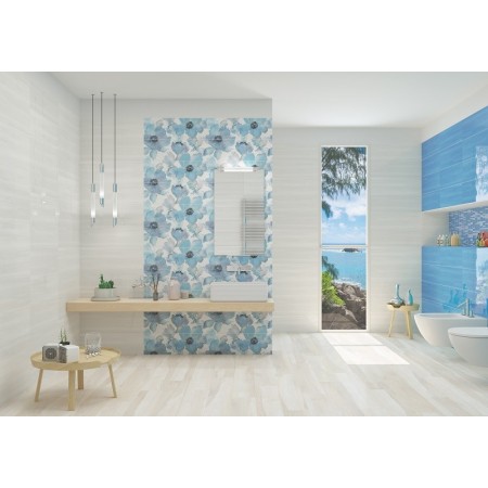 PAUL CERAMICHE STUDIO INSERTO PETALI BLEU 25X75