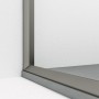 PLAN ANGLE 1 PORTE COULISSANTE + 1 CÔTÉ FIXE MONTANT ARGENT BRILLANT VERRE TRANSPARENT