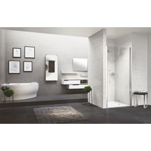 NOVELLINI YOUNG 1BS NICHE 1 PORTE PLIANTES MONTANT CHROME BRILLANT VERRE TRANSPARENT