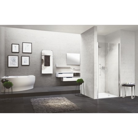 NOVELLINI YOUNG 1BS NICHE 1 PORTE PLIANTES MONTANT CHROME BRILLANT VERRE TRANSPARENT