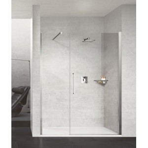 NOVELLINI YOUNG G+F EN LIGNE NICHE PORTE À RAPPROCHEMENT AVEC FIXE EN LIGNE MONTANT CHROME VERRE TRANSPARENT
