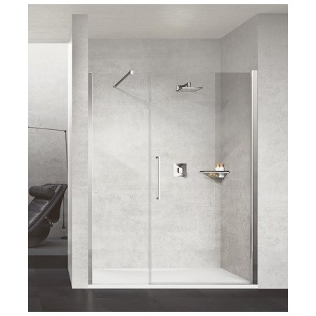 NOVELLINI YOUNG G+F EN LIGNE NICHE PORTE À RAPPROCHEMENT AVEC FIXE EN LIGNE MONTANT CHROME VERRE TRANSPARENT