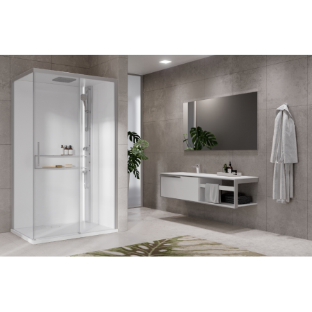 NOVELLINI GLAX 2.0 2P 120X80 CABINE MULTIFONCTION OUVERTURE 1 PORTE COULISSANTE + 1 CÔTÉ FIXE