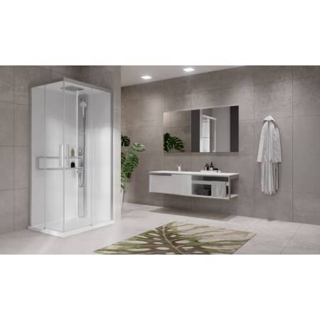 NOVELLINI GLAX 2 2.0 A 100X80 CABINE MULTIFONCTION OUVERTURE 2 PANIERS COULISSANTS