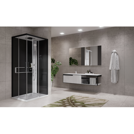 NOVELLINI GLAX 2 2.0 A 100X80 CABINE MULTIFONCTION OUVERTURE 2 PANIERS COULISSANTS