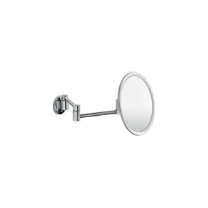 MIROIR AGRANDISSEUR MURAL PIVOTANT AVEC DOUBLE BRAS ARTICULÉ ROND EN CHROME