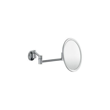 MIROIR AGRANDISSEUR MURAL PIVOTANT AVEC DOUBLE BRAS ARTICULÉ ROND EN CHROME