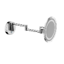 MIROIR AGRANDISSEUR MURAL À LED AVEC DOUBLE BRAS ARTICULÉ RONDE EN CHROME