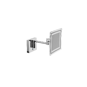 MIROIR A MURA AVEC LOUPE À LED AVEC ROTULE CARRÉE EN CHROME