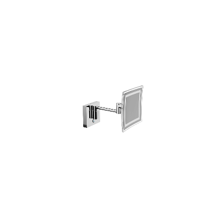 MIROIR A MURA AVEC LOUPE À LED AVEC ROTULE CARRÉE EN CHROME