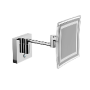 MIROIR A MURA AVEC LOUPE À LED AVEC ROTULE CARRÉE EN CHROME