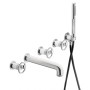 IB RUBINETTERIE BOLD ROUND MITIGEUR DE BAIGNOIRE MURAL CINQ TROUS AVEC DÉVIATEUR ET KIT DE DOUCHE