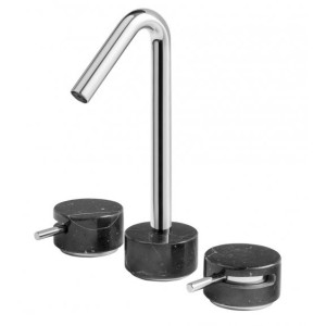 IB RUBINETTERIE MARMO MITIGEUR LAVABO TROIS ORIFICES À BEC HAUT NOIR
