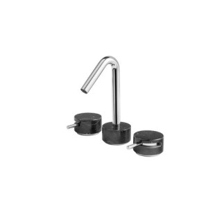 IB RUBINETTERIE MARMO MITIGEUR LAVABO TROIS TROUS À BEC BAS NOIR