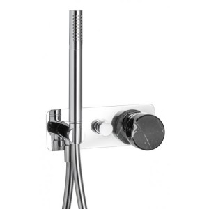 IB RUBINETTERIE MARMO MITIGEUR DE DOUCHE ENCASTRÉ AVEC KIT DE DOUCHE À 2 VOIES NOIR