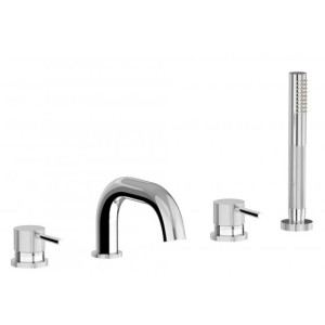 IB RUBINETTERIE INDUSTRIE MITIGEUR BORD DE BAIGNOIRE QUATRE TROUS AVEC DÉVIATEUR ET KIT DE DOUCHE