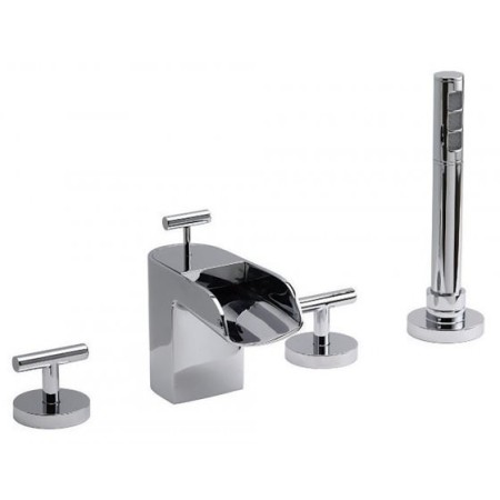 IB RUBINETTERIE LOVEME MITIGEUR BORD DE BAIGNOIRE À QUATRE ORIFICES DÉVIATEUR ET KIT DE DOUCHE
