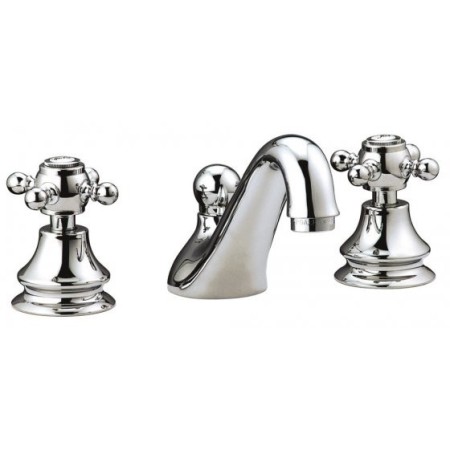 IB RUBINETTERIE HERMES ROBINET DE LAVABO À TROIS ORIFICES BEC BAS COMPLÈT AVEC ÉVACUATION