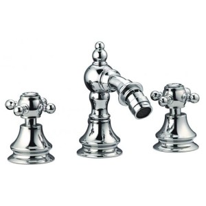 IB RUBINETTERIE HERMES MITIGEUR BIDET TROIS TROUS AVEC BEC BASCULANT COMPLÈTE AVEC ÉVACUATION