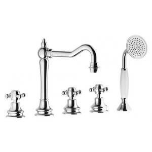 IB RUBINETTERIE HERMES MITIGEUR DE BORD DE BAIGNOIRE À 5 TROUS AVEC DÉVIATEUR ET KIT DE DOUCHE