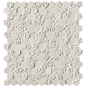 FAP CERAMICHE IMPRESSION BLOOM BLANC HEXAGONE MOSAÏQUE 29,5X32,5