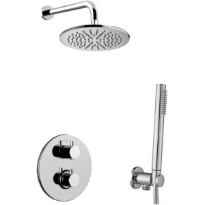 PAFFONI KIT D'ÉCLAIRAGE DOUCHE AVEC MITIGEUR THERMOSTATIQUE + PULVÉRISATEUR + ENSEMBLE DE DOUCHE