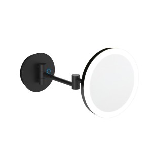 COSMIC ESSENTIELS MIROIR LOUPE MURAL AVEC LUMIÈRE LED RÉGLABLE NOIR SATINÉ