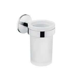 COSMIC DUO ROND PORTE-BROSSES À DENT FROSTÉ EN CHROME-VERRE