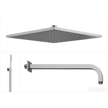 AQUAELITE KIT TECHNO PULVERISATEUR DE DOUCHE 200X200MM AVEC ENSEMBLE DE DOUCHE QUADRO
