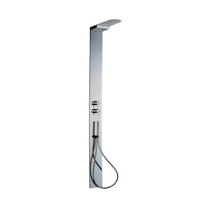 NEWFORM COLONNE DE DOUCHE EN ACIER ROND AVEC ROBINET THERMOSTATIQUE ET DÉVIATEUR 3 SORTIES