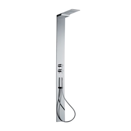 NEWFORM COLONNE DE DOUCHE EN ACIER CARRÉ AVEC MITIGEUR THERMOSTATIQUE ET DÉVIATEUR 3 SORTIES