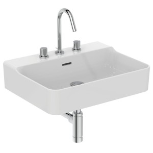 IDEAL STANDARD LAVABO RECTANGULAIRE CONCA 600X450 MM AVEC DÉBORDEMENT ET 3 TROUS