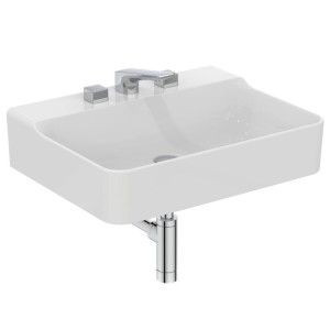 IDEAL STANDARD LAVABO RECTANGULAIRE CONCA 600X450 MM SANS DÉBORDEMENT ET 3 TROUS