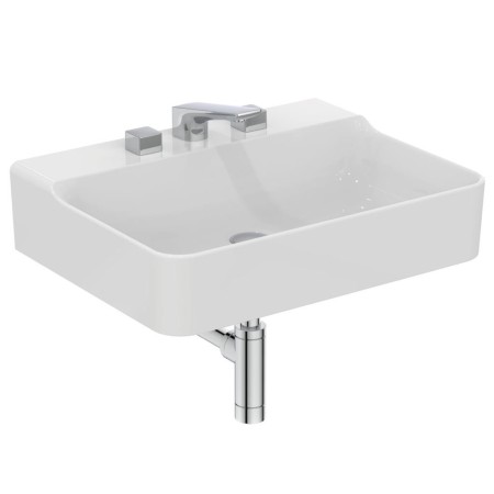 IDEAL STANDARD LAVABO RECTANGULAIRE CONCA 600X450 MM SANS DÉBORDEMENT ET 3 TROUS