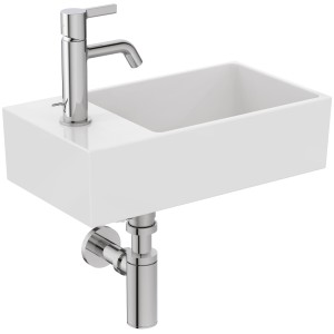 IDEAL STANDARD EXTRA LAVAMANI ASYMÉTRIQUE 450X250 AVEC DÉBORDEMENT ET 1 TROU VERSION GAUCHE