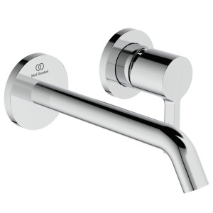 IDEAL STANDARD JOY LAVABO MITIGEUR MONOCOMMANDE MURAL AVEC 2 PLAQUES CIRCULAIRES ET BEC DE 180MM