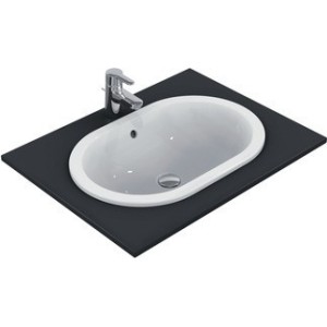 IDEAL STANDARD CONNECT - LAVABO 620 MM ENCASTRÉ À PLAT SANS TROU POUR ROBINETTERIE AVEC DÉBORDEMENT