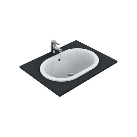 IDEAL STANDARD CONNECT - LAVABO 620 MM ENCASTRÉ À PLAT SANS TROU POUR ROBINETTERIE AVEC DÉBORDEMENT