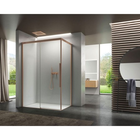 DISENIA ESPACE ANGLE 1 PARE-COULISSANTE (la porte se ferme sur le verre fixe latéral) + 1 CÔTÉ FIXE