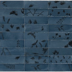 MARAZZI CROGIOLO_RICE BLEU DÉCOR FEUILLE LUX 5X15