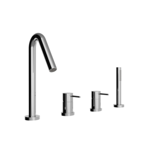 TREEMME UP+ Batterie de baignoire 4 trous avec douchette extractible
