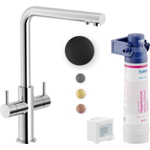 NOBILI SOURCE FILTRE MITIGEUR À DEUX COMMANDES AVEC SYSTÈME FILTRANT DE CUISINE VELVET BLACK