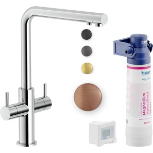 NOBILI SOURCE FILTRE MITIGEUR DOUBLE COMMANDE AVEC SYSTÈME FILTRANT DE CUISINE EN CUIVRE ESPACE. PVD