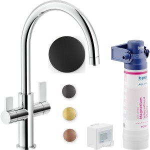 NOBILI SOURCE FILTRE MITIGEUR À DEUX COMMANDES AVEC SYSTÈME FILTRANT DE CUISINE VELVET BLACK