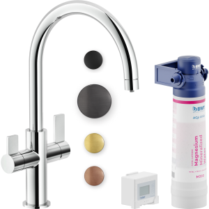 NOBILI SOURCE FILTRE ROBINET BICOMMANDE AVEC SYSTÈME FILTRANT DE CUISINE CANNE DE FUSIL PVD